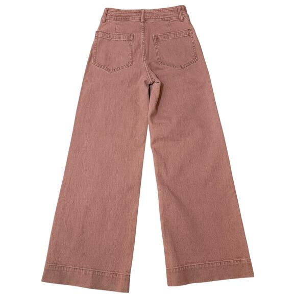 Faherty Harbor Crop Jeans Wide Leg Ankle Length Clay Pink Wash - Size 24 - Picture 11 of 14
